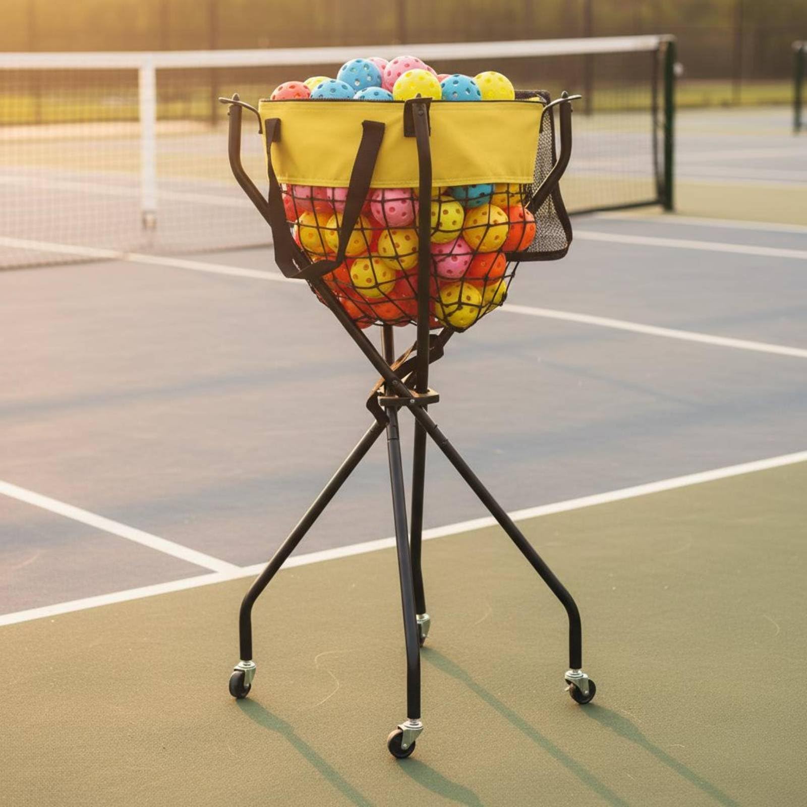 Carrello Portapalline da Tennis Portatile Organizer Sportivo Pieghevole Leggero Attrezzatura Sportiva per Allenatori, Istruttori