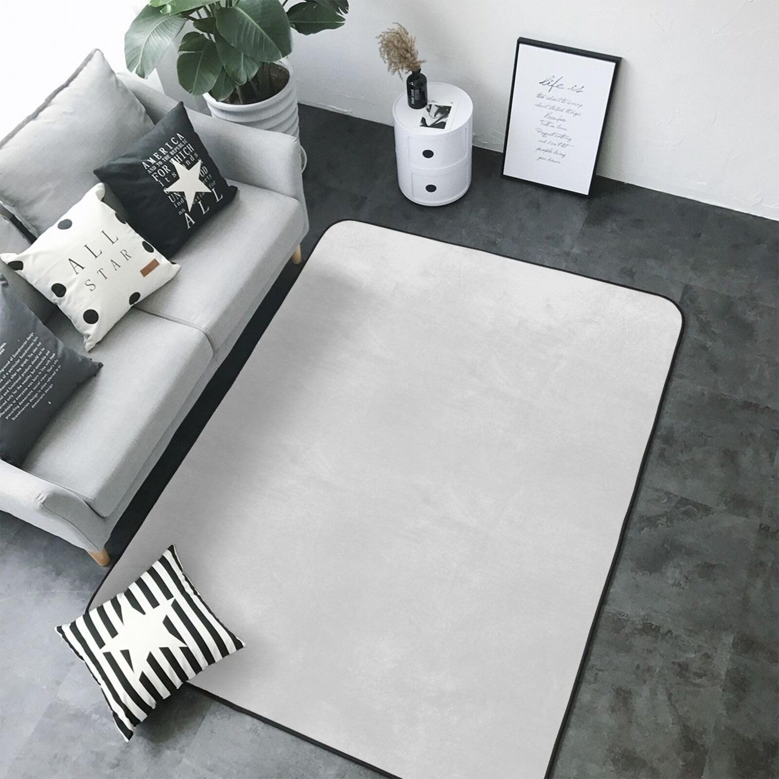 Tapis lavable gris clair pour chambre et salon avec envers antidérapant