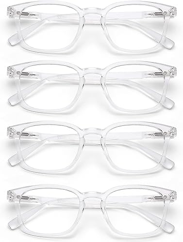 Vista 24 de AQWANO 4 Pack Computer Reading Glasses Blue Light Filter Readers Glare Glasses for Men Women Paquete de 4