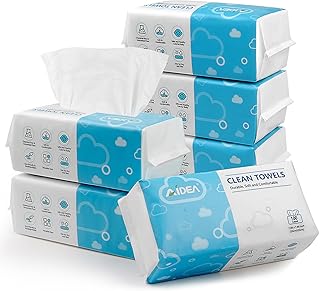 AIDEA Disposable Face Towels-600Ct, Dry Makeup Remover Wipes, Clean Facial Wipes for Sensitive Skin, Facial Cleansing Towels, Makeup Removing, Nursing, Travel, Surface Cleaning, Gifts