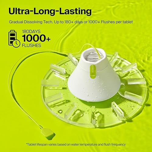 Miniatura 3 de CECEBEAR Pastillas limpiadoras de inodoro de larga duración en botellas, 3 botellas, limpiador de inodoro azul automático de larga duración, gran