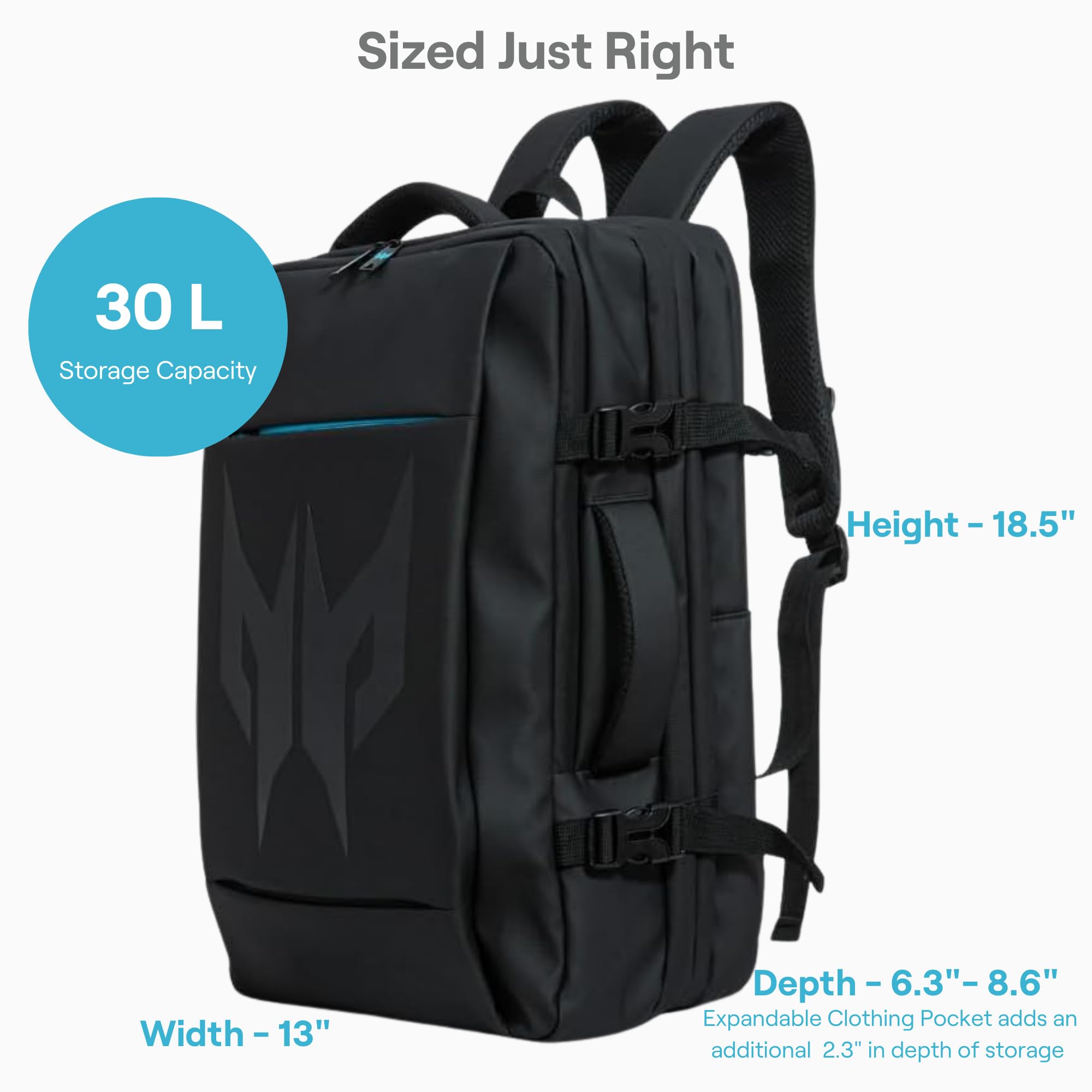 Acer Predator Robust Gaming Laptop Backpack Fits 18in Laptop 30L Bag