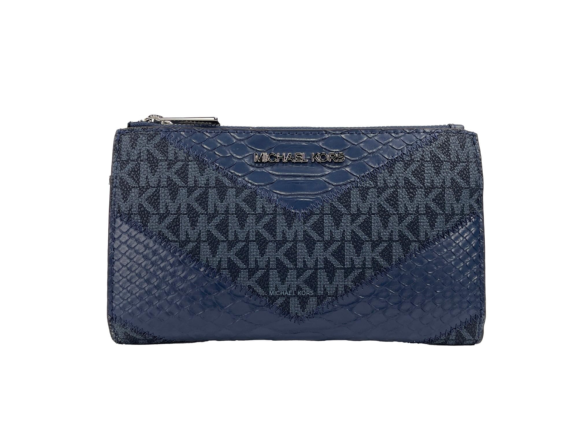 Michael KorsJet Set Travel Large Double Zip Wallet MK Signature Multi Python Design (Navy), 35R4STVW3B
