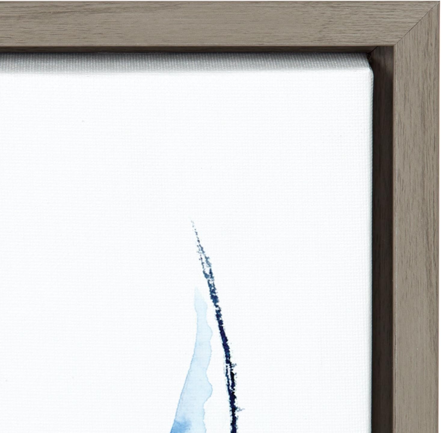 Kate and Laurel Sylvie Blue and White Swimming Whale Shark Framed Watercolor Print on Canvas by Cathy Zhang, 18x24 Gray