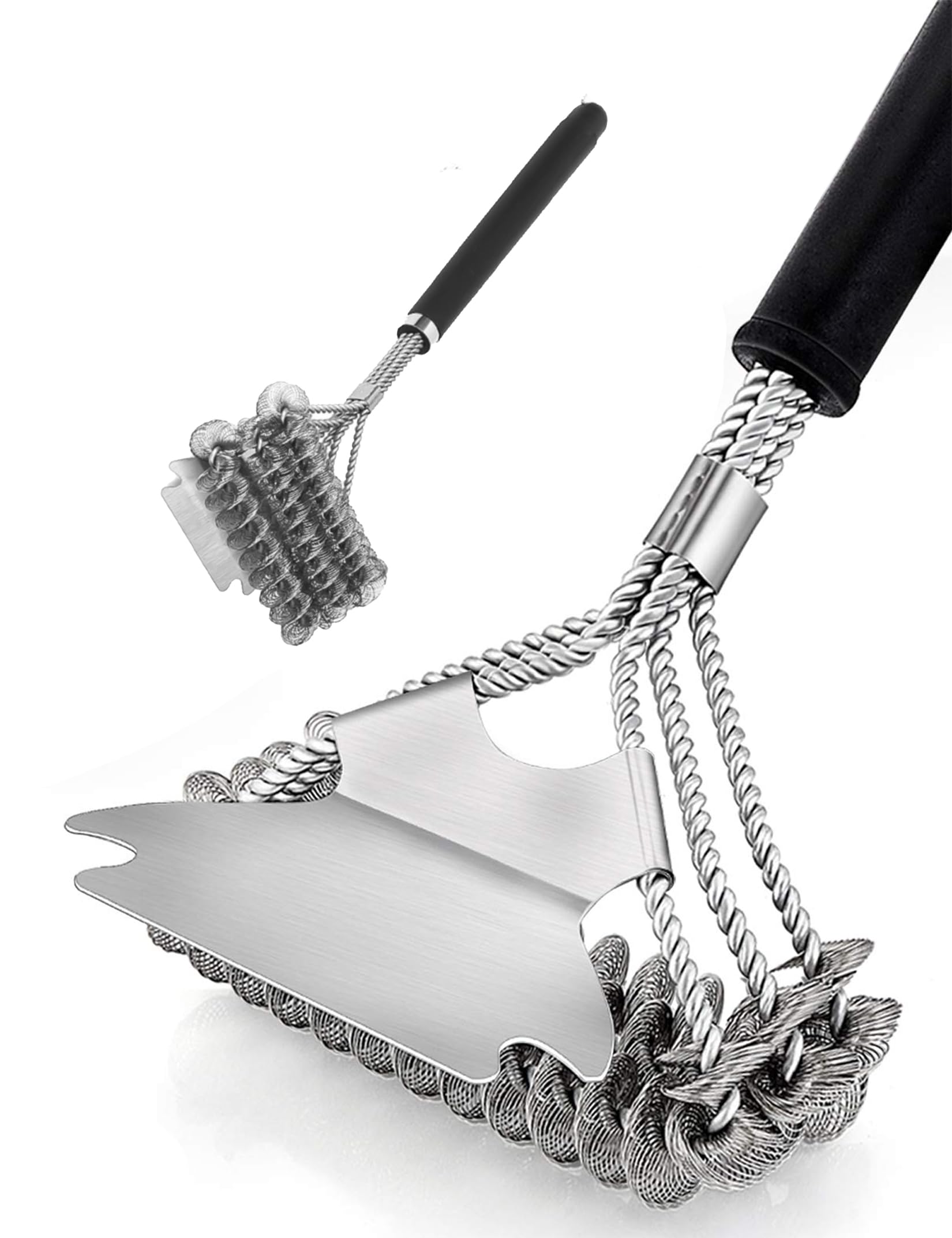 Truly-lifeGrill Brush Cleaner with Scraper,18" Efficient Stainless Steel Cleaning Brush Safe Wire Scrubber Without Damage Grill Accessories for Gas Charcoal Grilling Grates