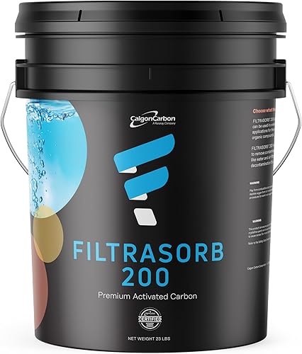 FILTRASORB 200 Carbón activado granulado de alto rendimiento certificado para recambio de filtro de agua/aire, 23 libras aprox. - Fabricado en los