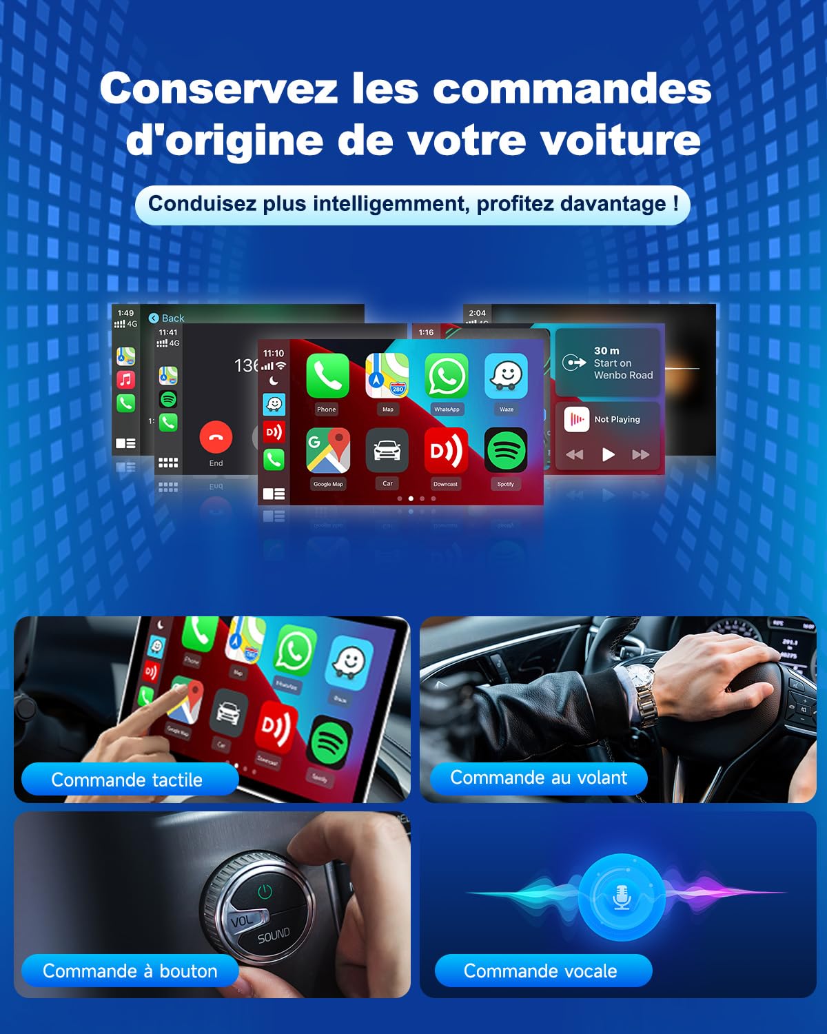 Carlinkit Adaptateur automatique sans fil CarPlay et Android – Mini Ultra 3 Convertir OEM filaire vers dongle sans fil pour iPhone et Android 11+, USB-A/Type-C Plug & Play, connexion rapide, mise à