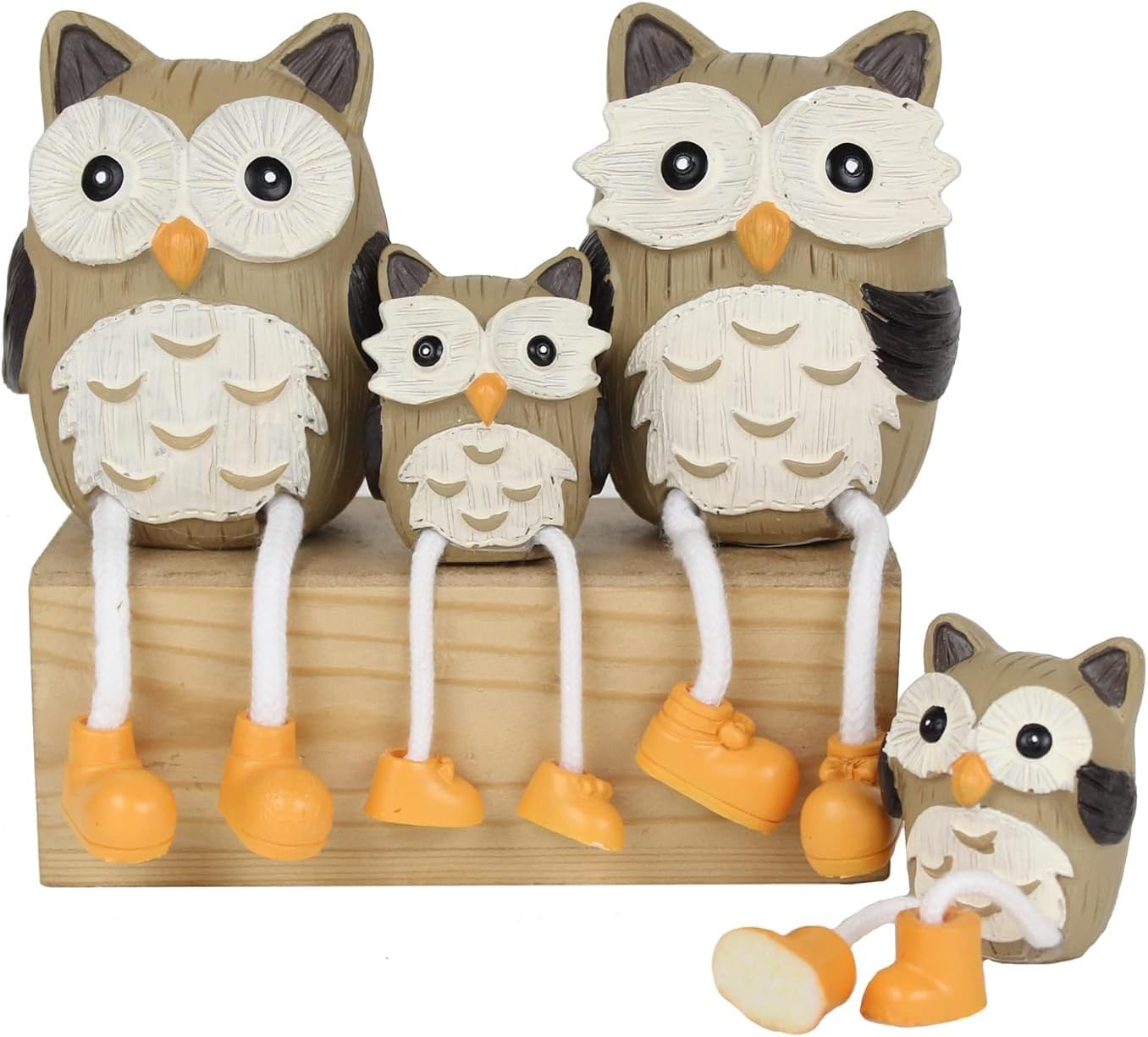 TIED RIBBONS Owl Family Shelf Sitters With Dangling Legs for Valentines Day Decorations | Resin, Pack of 4 | Miniature for Office, Table, Desk | Ornament Gifts