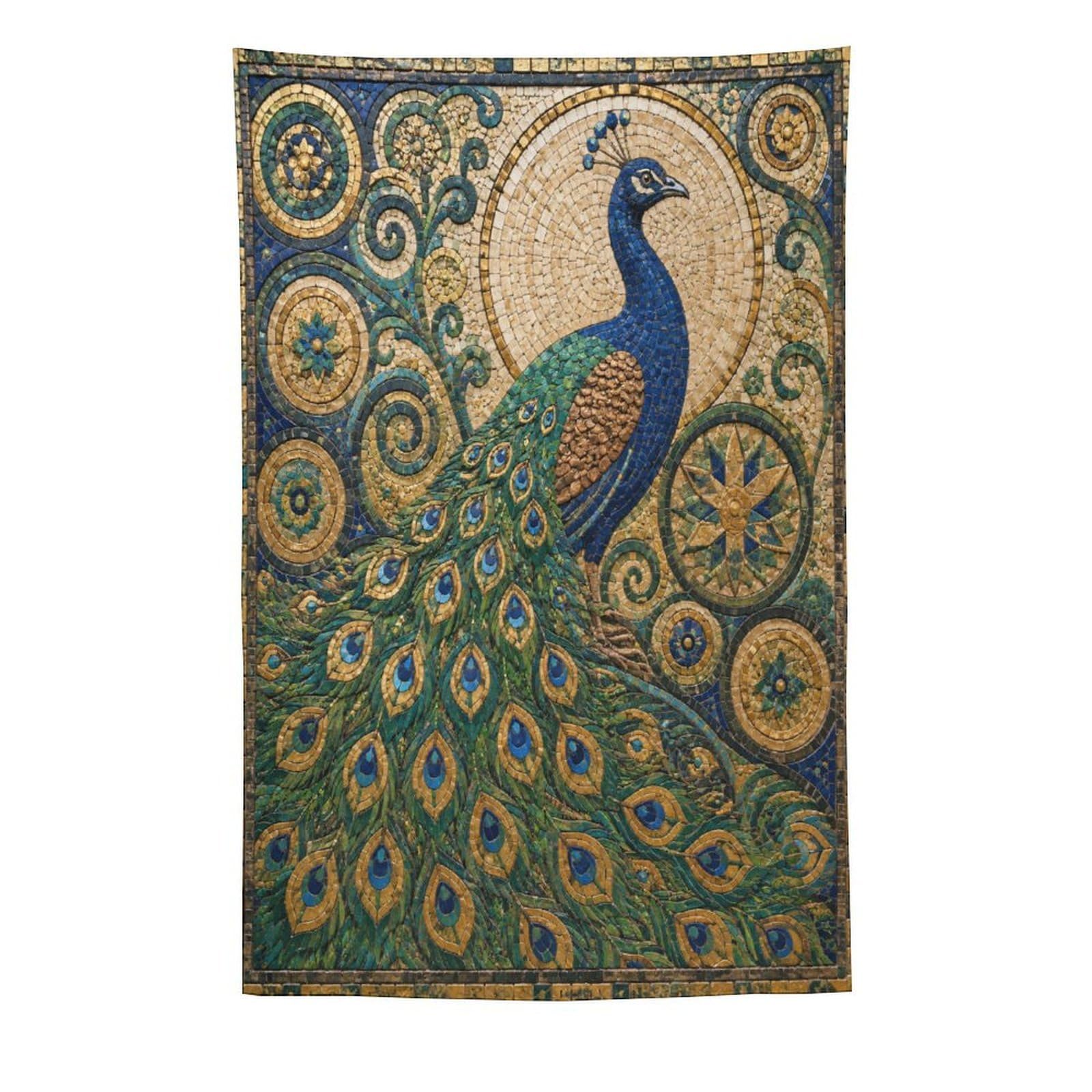 W7C8U2X3 Peacock Mosaic Wall Tapestry, Mosaic, Reading Corner