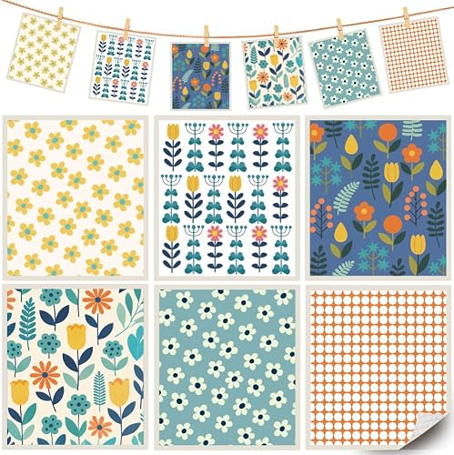 PRESSINART 6 pièces 6 Styles Tissu Éponge Suédois Floral Séchant Rapidement 7.7 