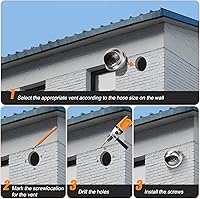 Vista 7 de Cubierta de ventilación de secadora Matework para exterior, de acero inoxidable redonda de 4 pulgadas, ventilación de pared de apertura automática