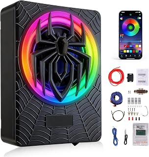 SIXWIN 1000W Slim Under Seat Active Subwoofer 10-Inch with RGB Lights for Trucks SUVs Jeeps MPVs