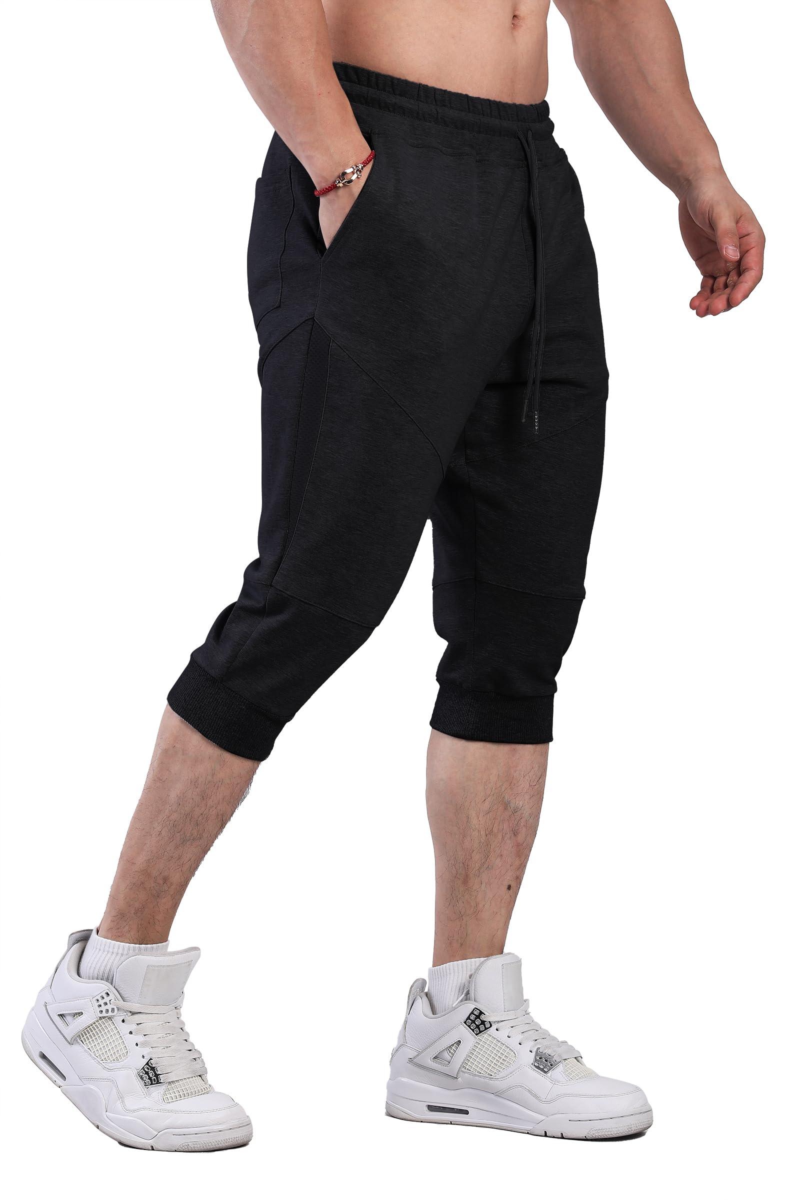 FIRSTGYM Casua Pantaloni da jogging da uomo a 3/4 affusolati per allenamento, palestra, pantaloni da jogging