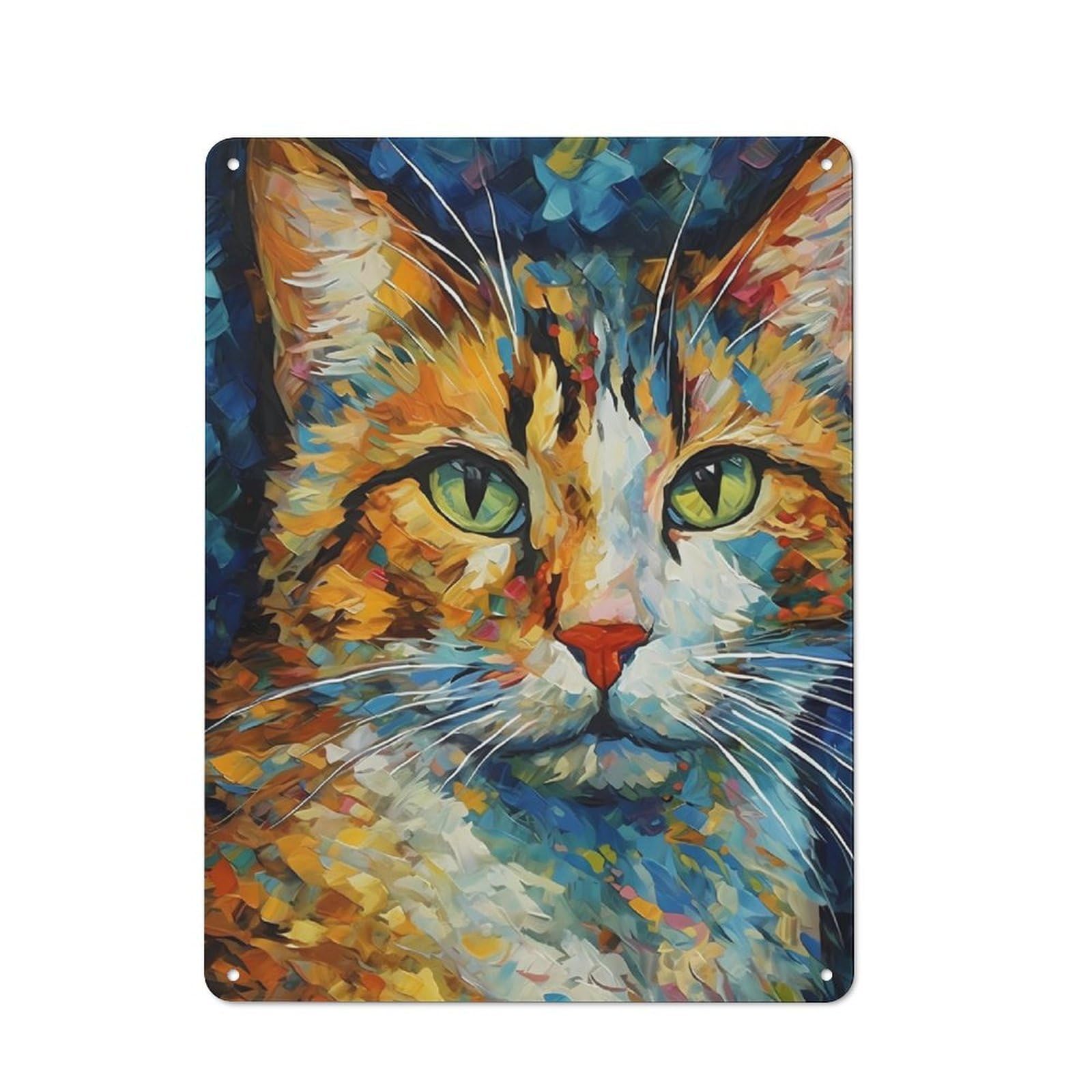 Junmoney Cat Painting For Lounge Or Reading Corner, Vintage Metal Sign 40X30cm, For Cooler-Season Styling In Lounge And Reading Corner