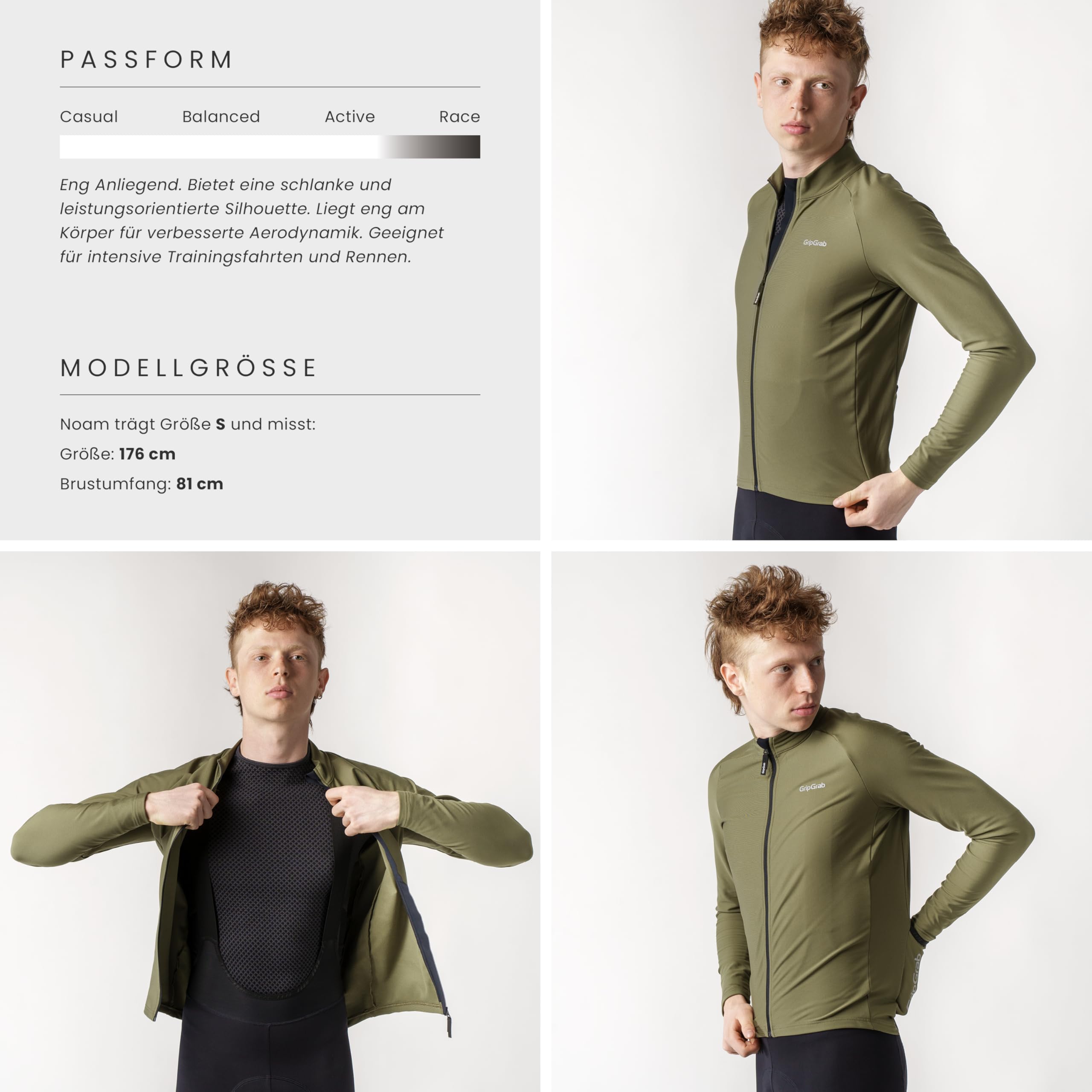 GripGrab PACR Rennrad Trikot Herren - Langarm Thermo Radtrikot - Race Fit | Schmale Passform, weiches Mikrofleece zur Isolierung, durchgehender Reißverschluss & 3 Taschen, für sportliche Sitzposition