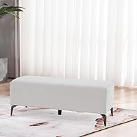 Vista 4 de BarberPub Banco de recepción, asiento de piel sintética para sala de espera para salón, vestíbulo de oficina y entrada, banco de invitados sin