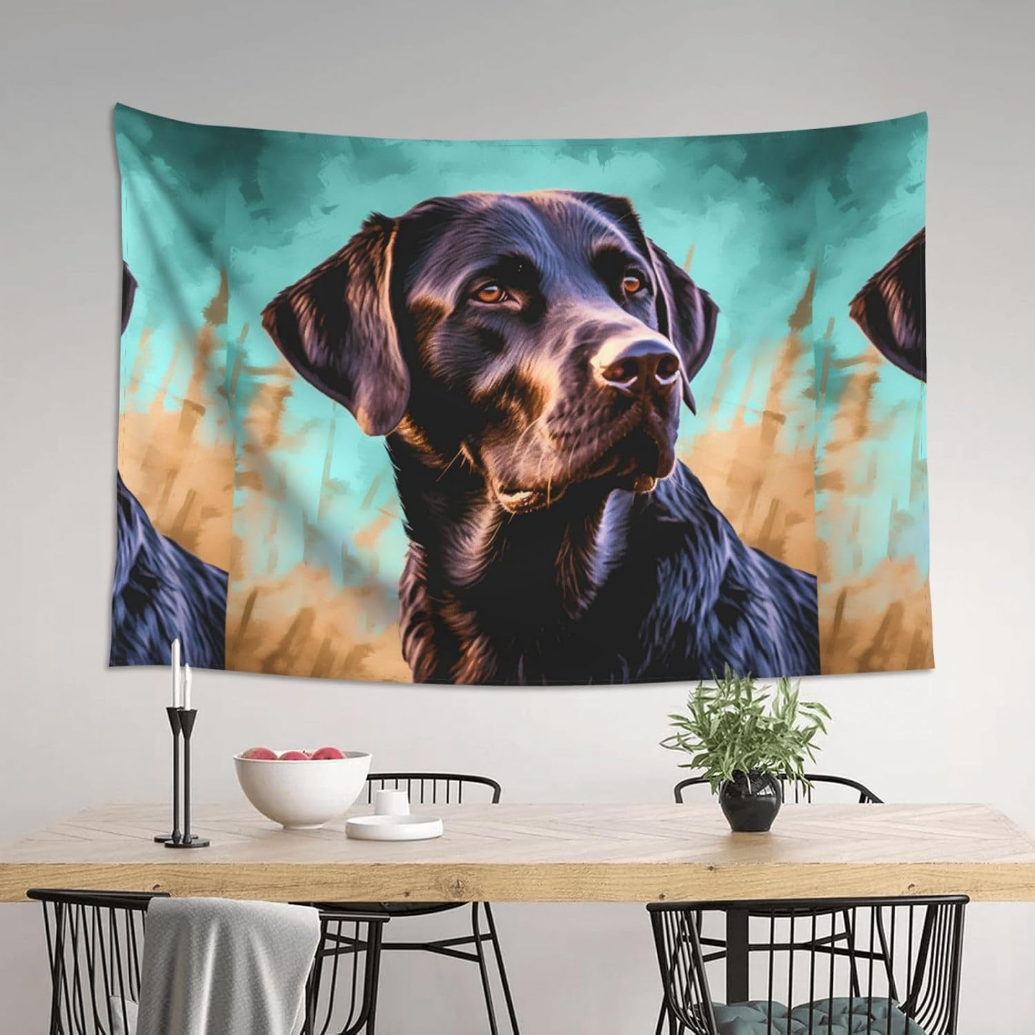 WEIHAKO Tapestry Wide Wall Hanging Tapestry Lightweight Wall Blanket Black Labrador Retriever Tapestry Vintage Mural Wall Art Home Decor Aesthetic Tapestries for Bedroom Dorm Living Room 60x40 Inch image 5