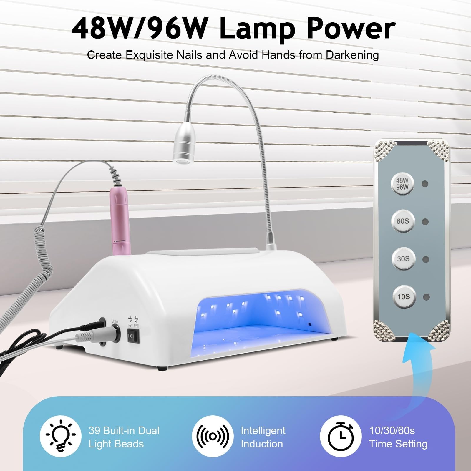 5 w 1 frezarka do paznokci, elektryczna lampa do suszenia paznokci, pochłaniacz pyłu do paznokci akrylowych, profesjonalne akcesoria do zdobienia paznokci