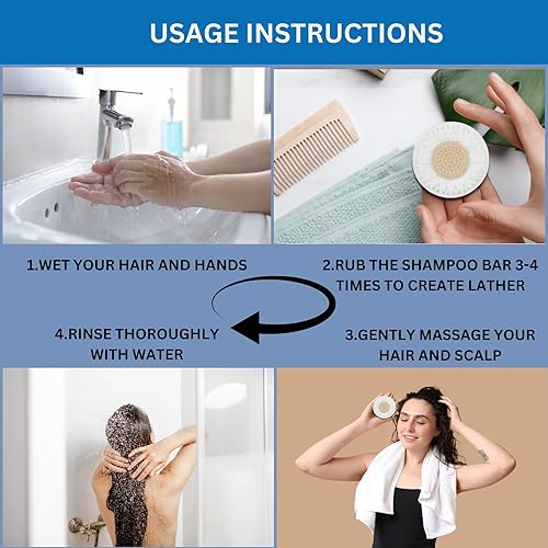 Miniatura 4 de Barra de champú de agua de arroz para el crecimiento del cabello con aceite de coco, barra sólida para fortalecer y engrosar el cabello,