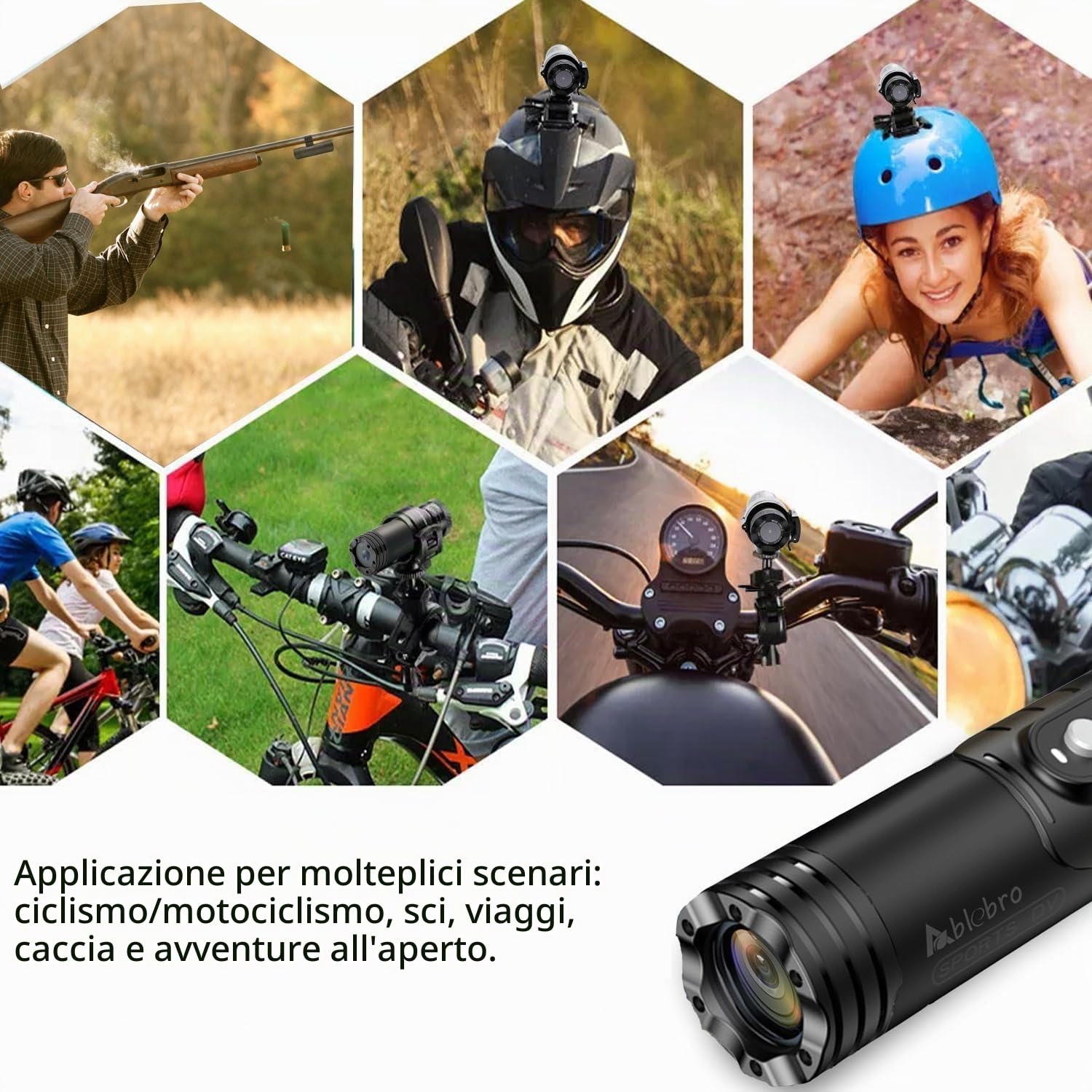telecamera per fucile da caccia,shotgun fotocamera video Cam per riprese in argilla e caccia bicicletta moto sport DV