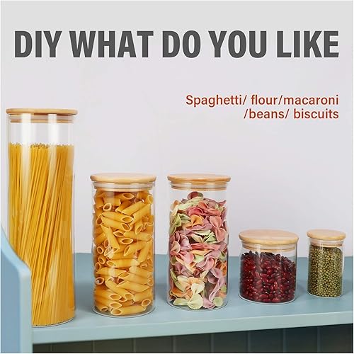 Miniatura 9 de Tarros de vidrio de 68 onzas con tapas de bambú, juegos de recipientes herméticos de vidrio de borosilicato, contenedor de almacenamiento de
