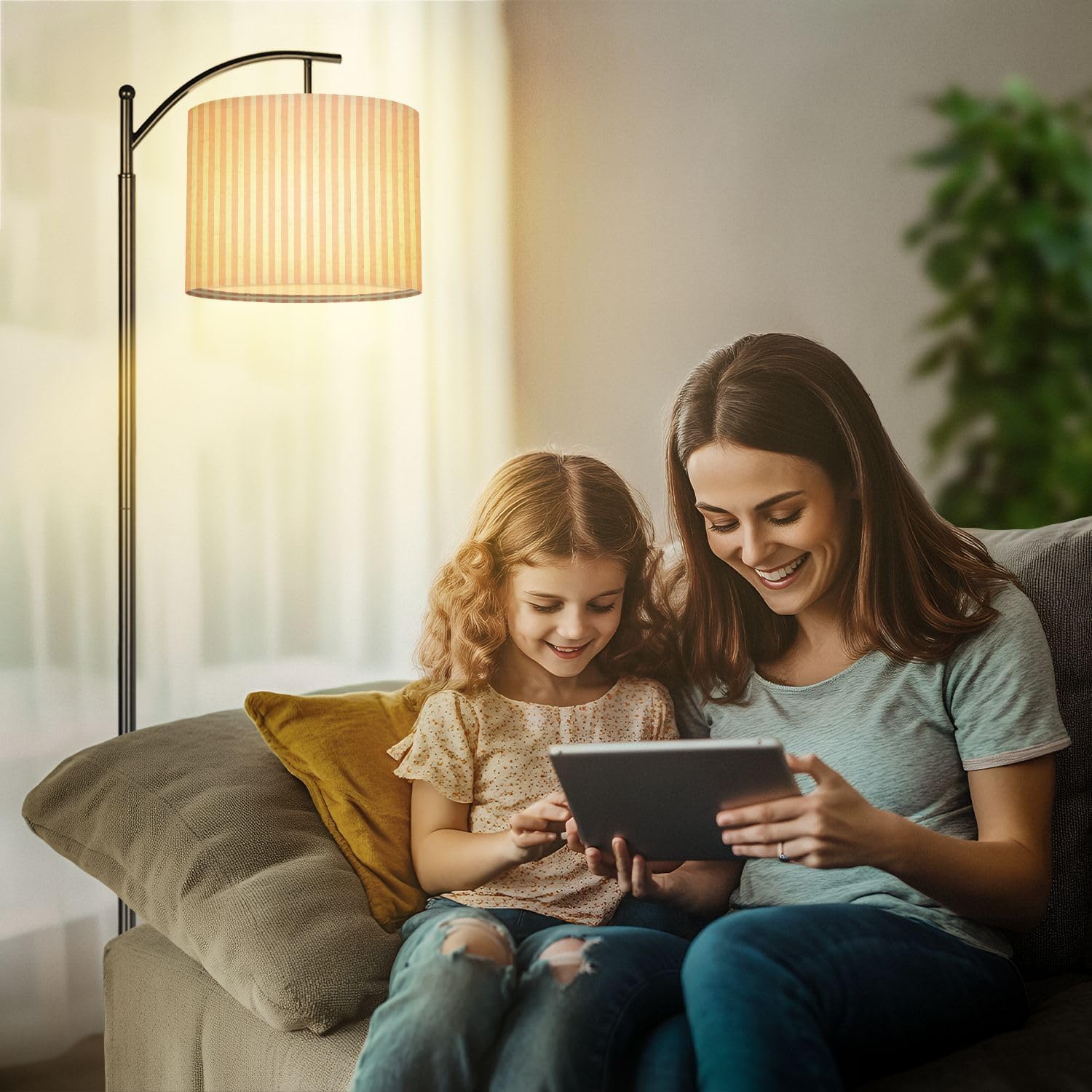 Lamp Shades Set of 2 Pink White Striped Drum Lampshades for Floor Lamps Table Lamps Pendant Light 8.9"x11" Linen Shades Replacement Large Lamp Shade