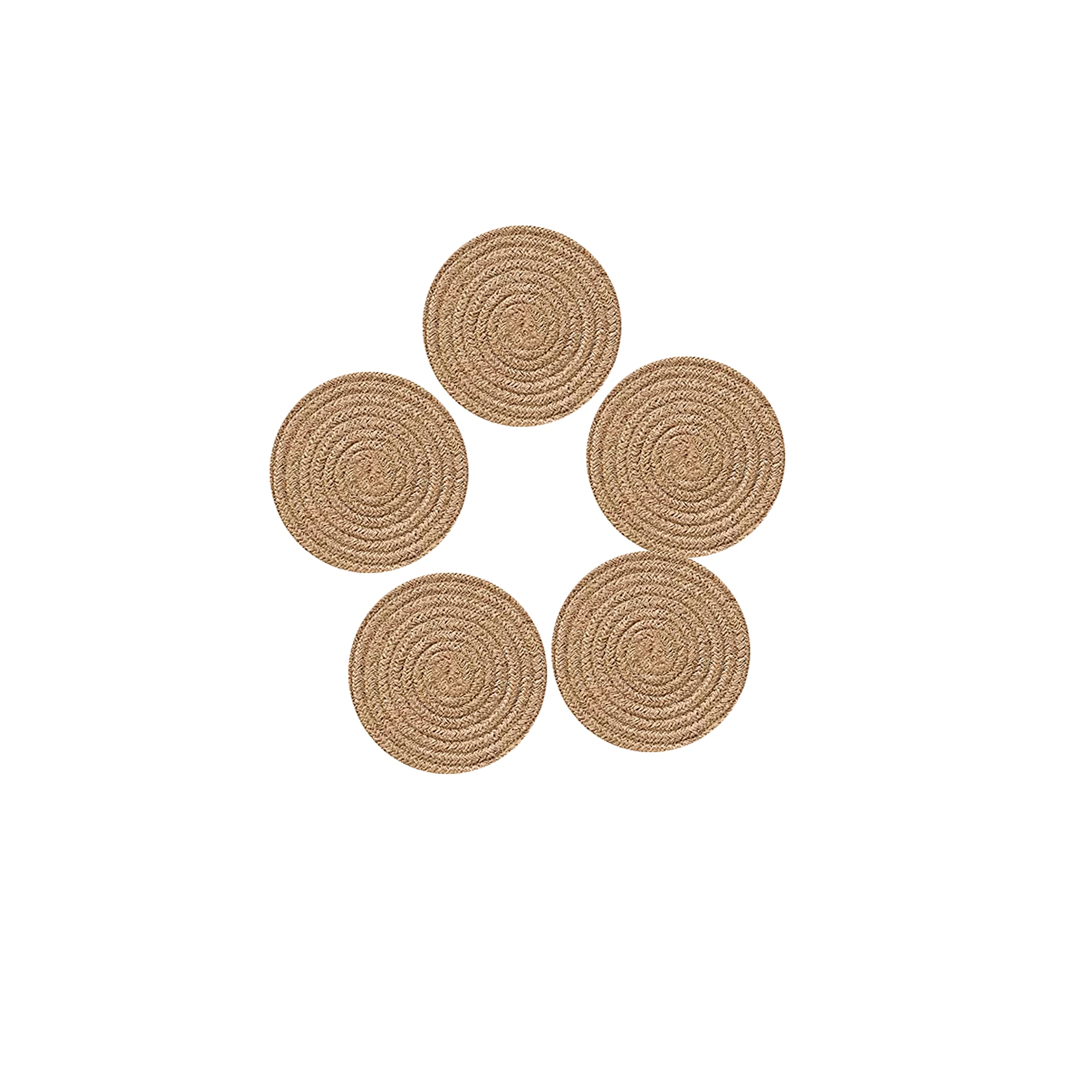 Wisdom Decor Cotton Coaster Combo Braided Place mats 10cm Round Best for Bed-Side Table/Center Table, Dining Table/Shelves in Variation of Color (Beige, 4)