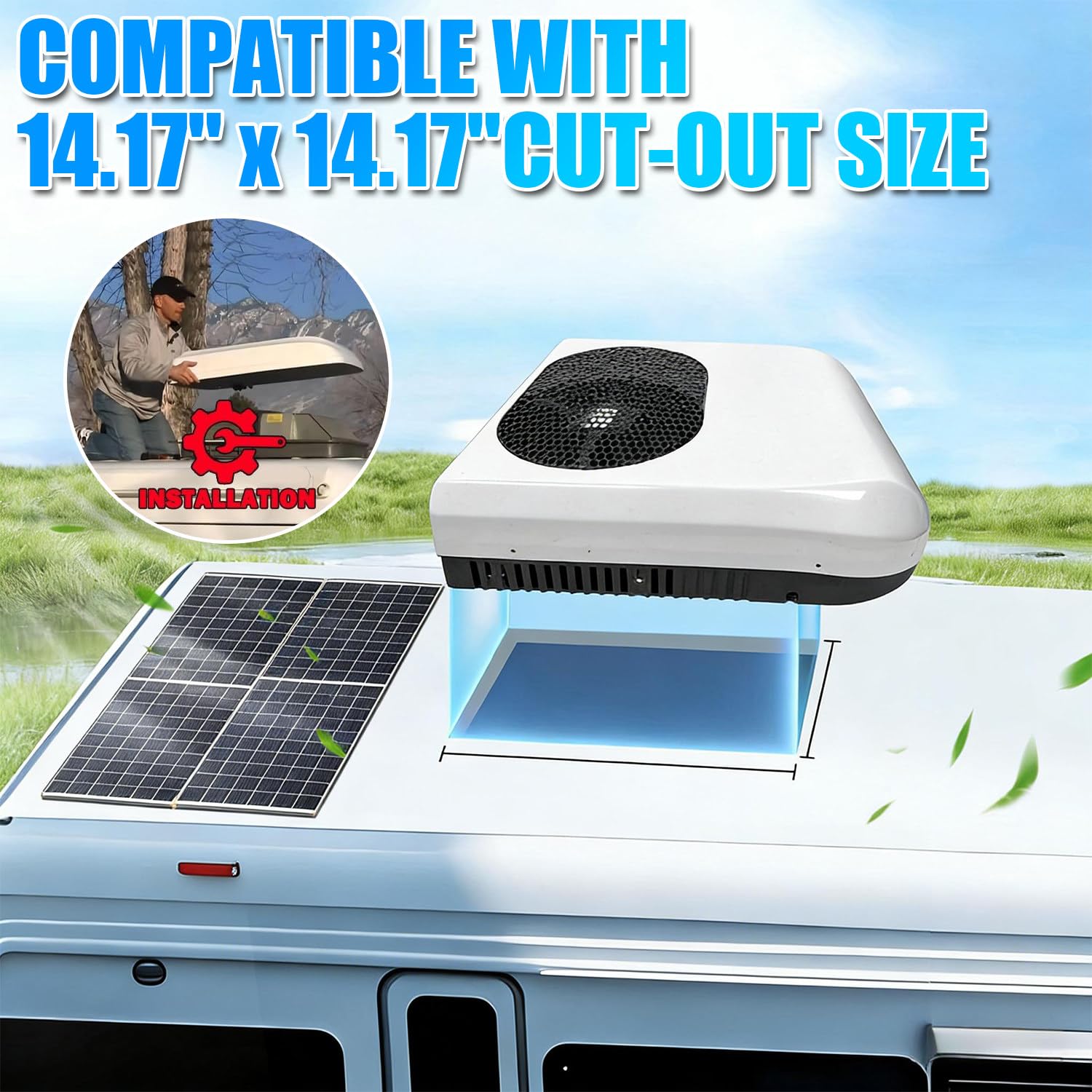 Aria Condizionata Camper, Condizionatore Camper 12v, 12000 Btu, 5 Velocità Del Vento Regolabili, Raffreddamento Da 1900 W, 470 CFM, Per Camper, Furgoni Camperizzati, Auto, Semirimorchi 12V