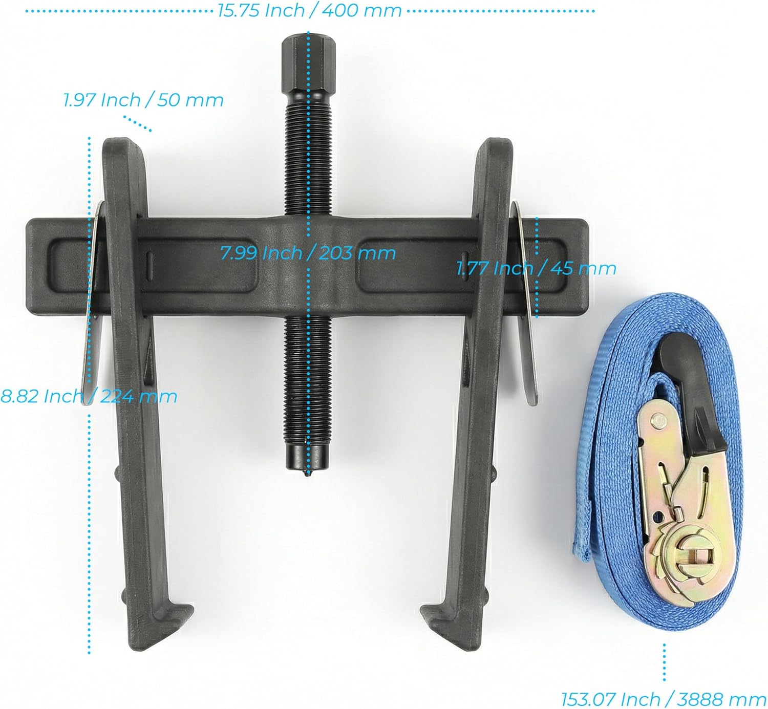 Drum Brake Tool Kit, Hub Puller, Drum and Rotor Puller Removal Tool with Nylon Strap, Removing Hub Drums, Flywheels, Gears, Drive Wheels and Pulleys