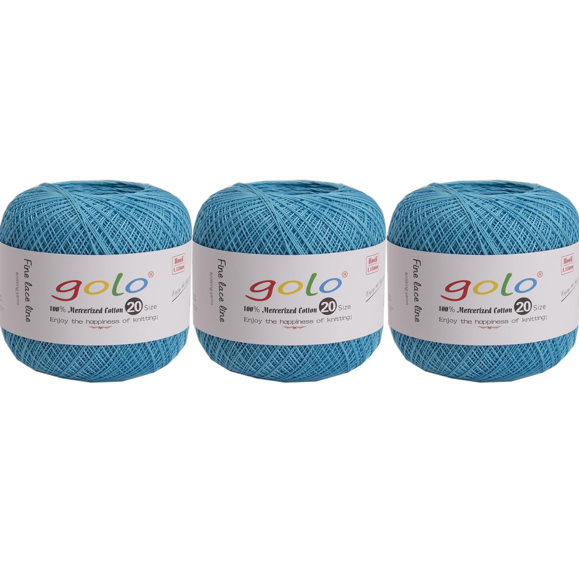 golo 3 Balls Crochet Thread Size 20 Embroidery Thread Crochet Yarn for Hand 384