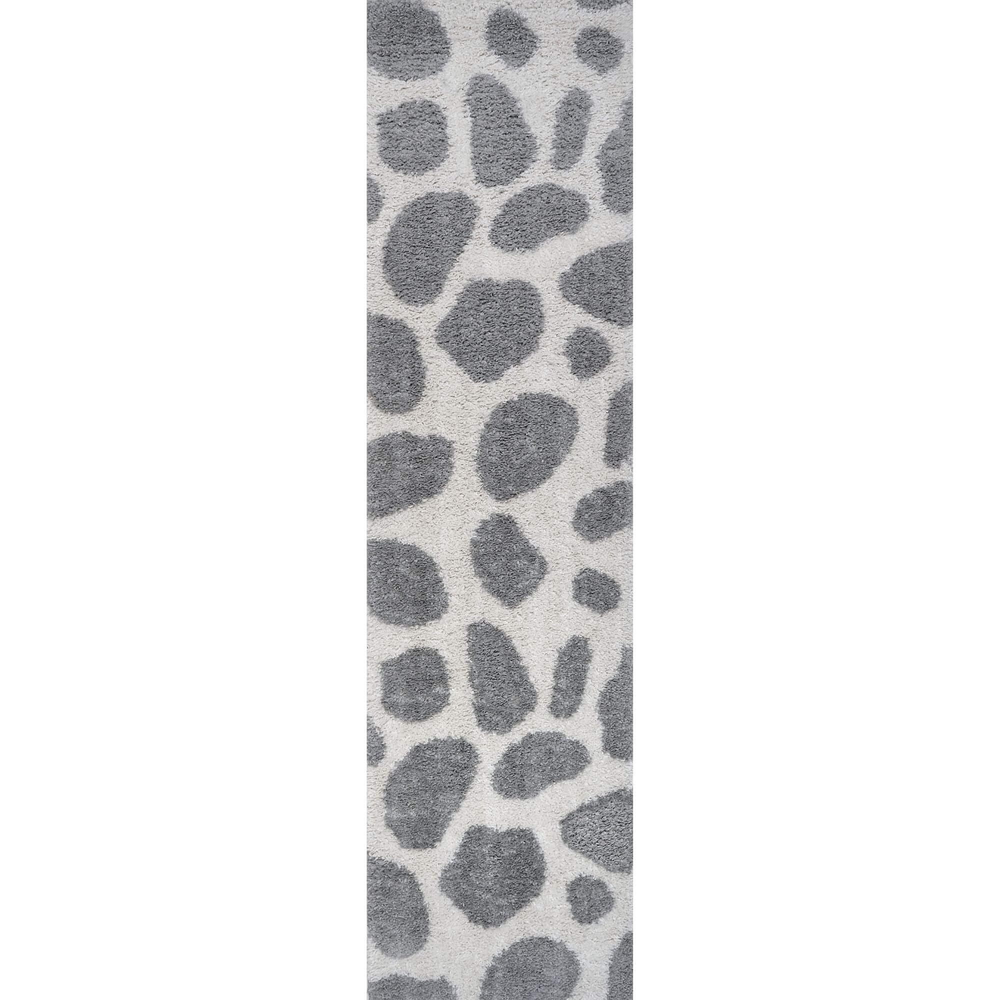 The Rugs Unisex Grey Moodi Pebble Design Shaggy Soft High Pile Living Room Rug & Runner In | Size: 80Cm X 300Cm