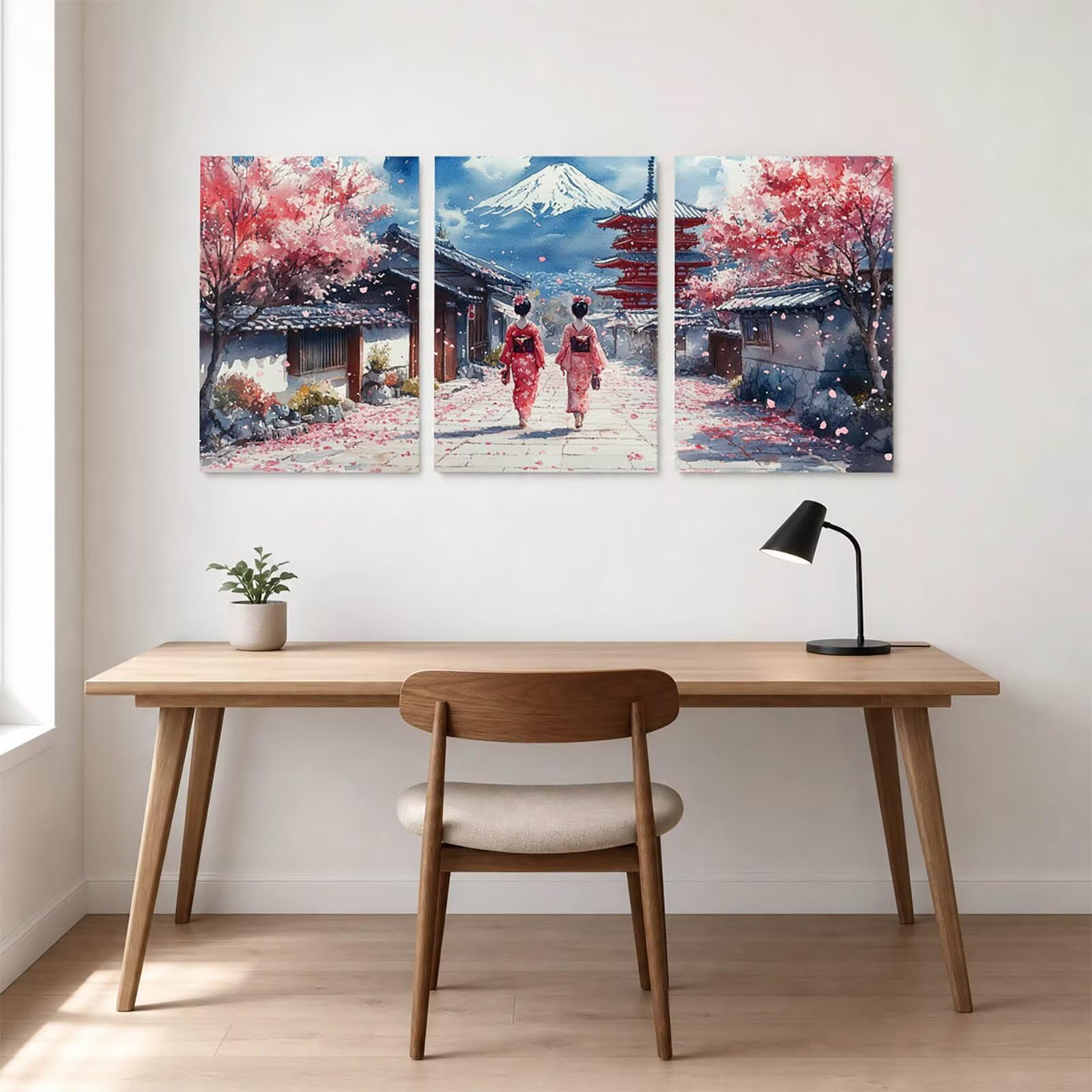 3Pck Geisha Diament Painting Kompletny zestaw, Mount Fuji Diamentowe malowanie dla dorosłych 40x60cmx3 Malowanie według numerów Diamentowe malowanie do obrazów Nowoczesny salon Dekoracja Prezent HXZH