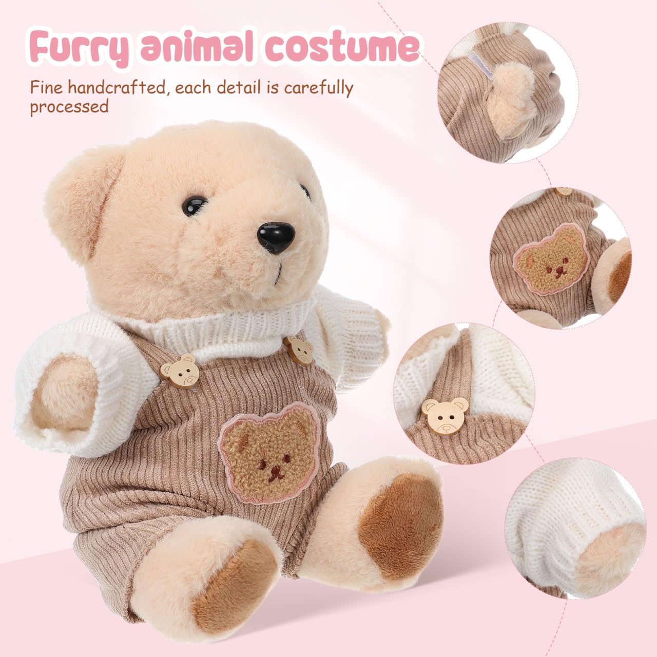 iplusmile 2 Sätze Bärenoutfits mit Overall und Pullover Süße Kleidung für Stofftiere Fördert Kreativität und Spielspaß für Erwachsene