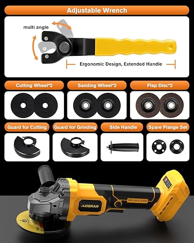 Miniatura 8 de Amoladora angular inalámbrica de 4-12 pulgadas, amoladora inalámbrica sin escobillas para Dewalt 20 V Max (solo herramienta), con protección de