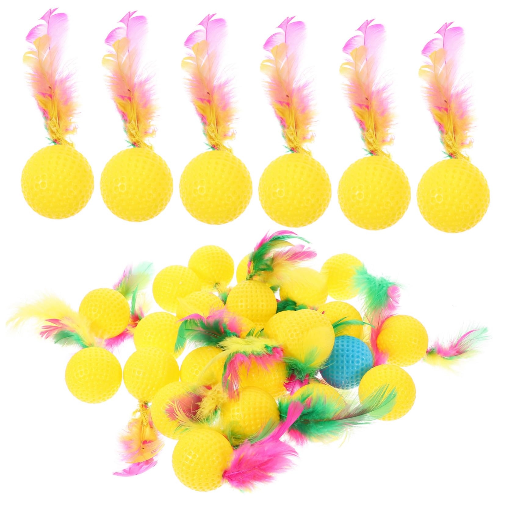 Abaodam 24pcs Interactive Cat Teasing Balls Assorted Color Pet for Healthy Playtime and Bonding with Cats for Home and Shop Use Random Color