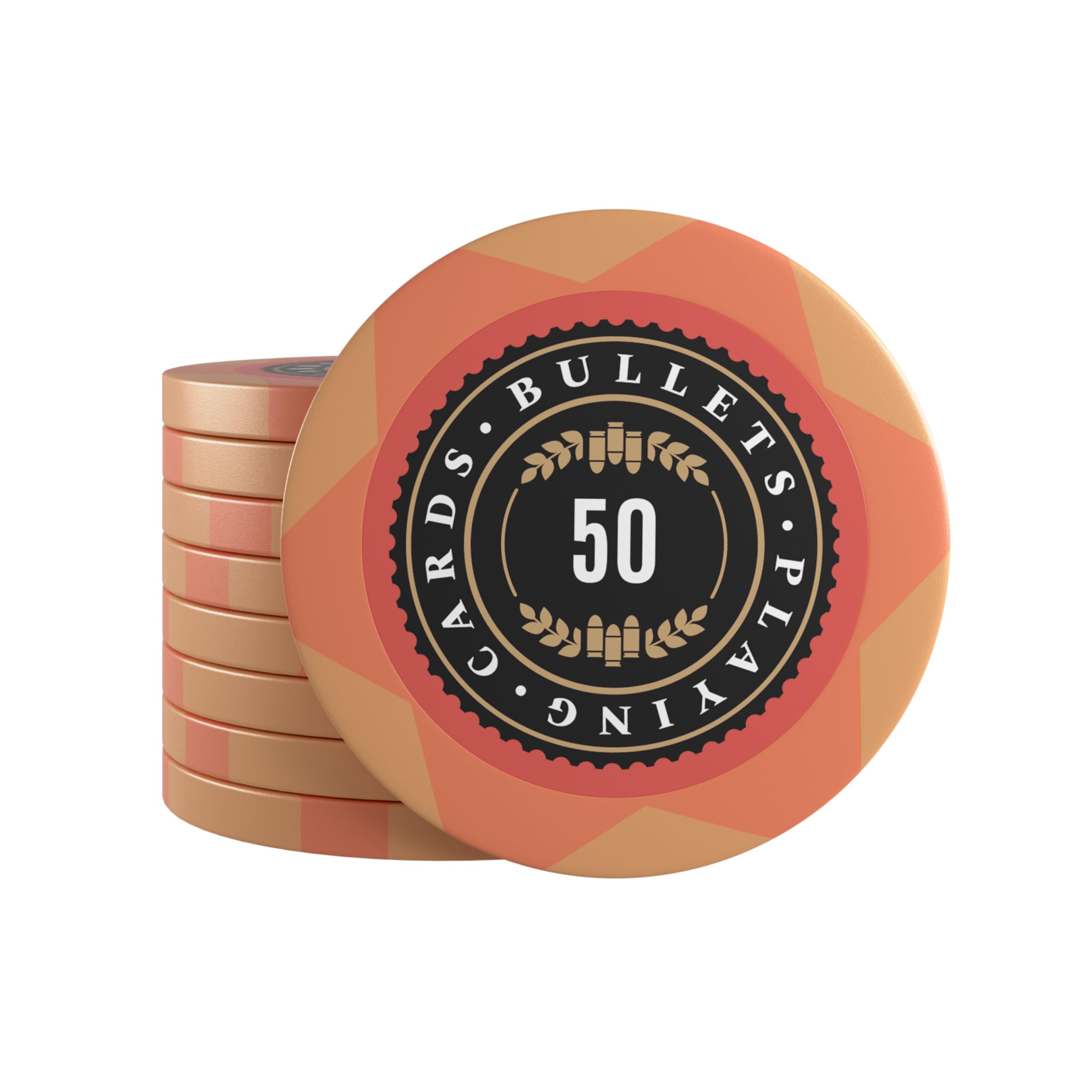 Bullets Playing Cards, 25 x Clay Poker Chips Adriana for Poker Set, Various Values, 4 cm Diameter, Weight 14 g (Pack of 50)