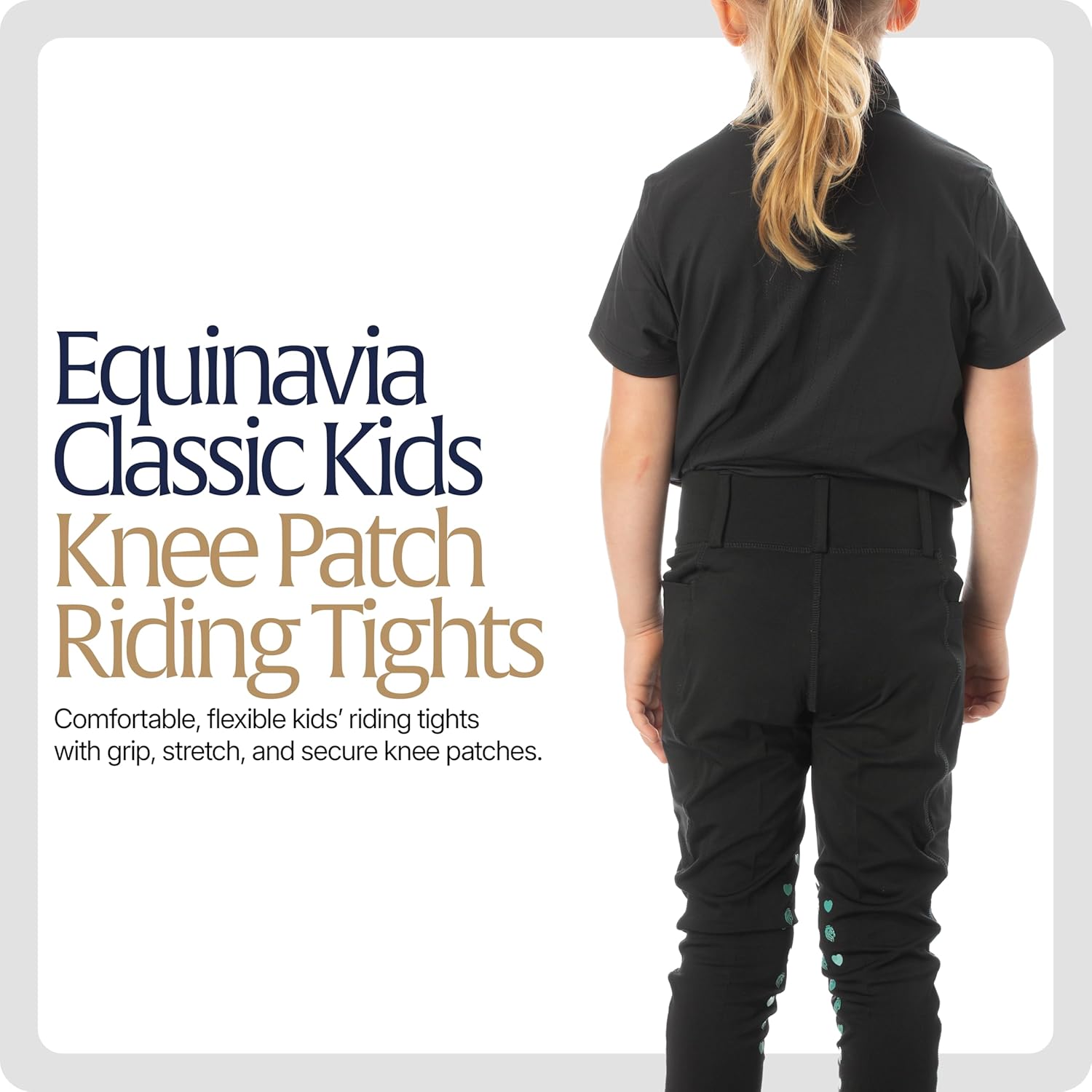 Equinavia Classic Kids Silicone Knee Patch Riding Pants, Breeches, Unisex Tights, Girls, Boys
