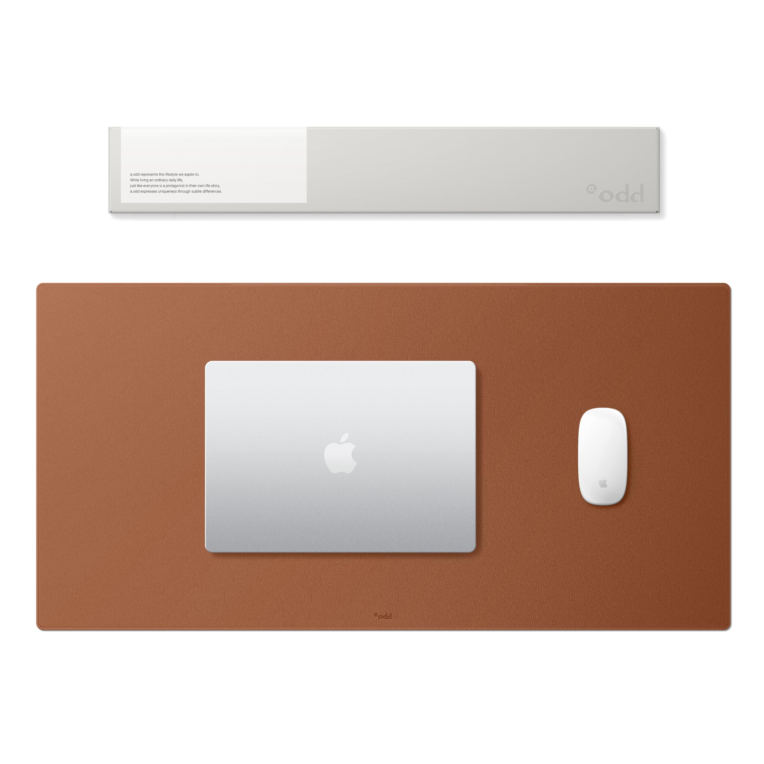 a.odd PU Leather Desk Mat | Large Mouse Pad & Desk Protector | Anti-Slip, Waterproof & Wipe-Clean Desk Pad for Home Office and Work (Saddle Brown)