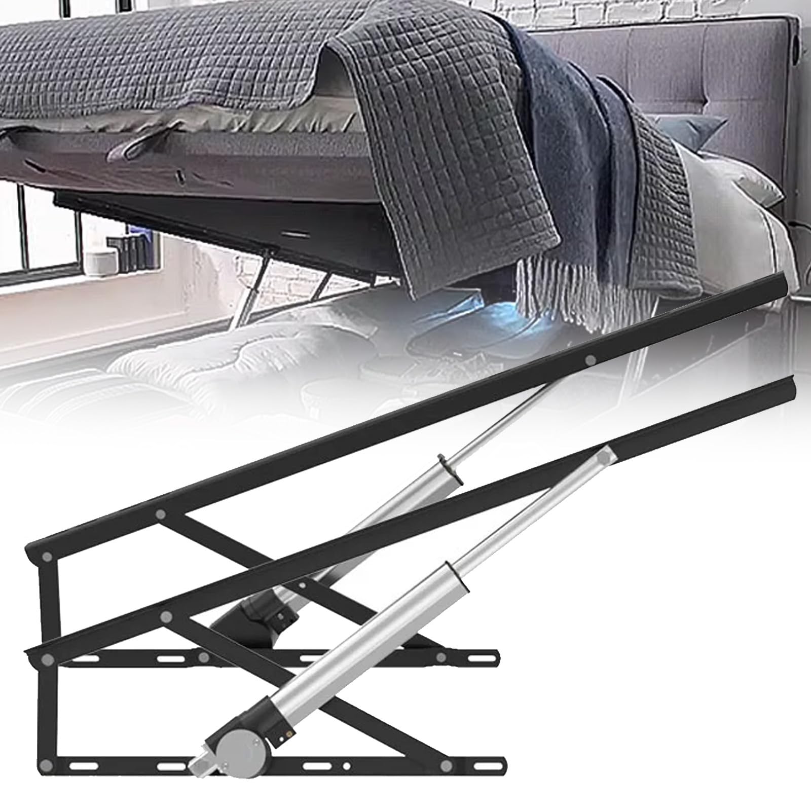 Mecanismo eléctrico de elevación de cama con control remoto, kit de varilla hidráulica, capacidad de carga de 600 kg, 2 piezas de elevación de marco de cama para dormitorio