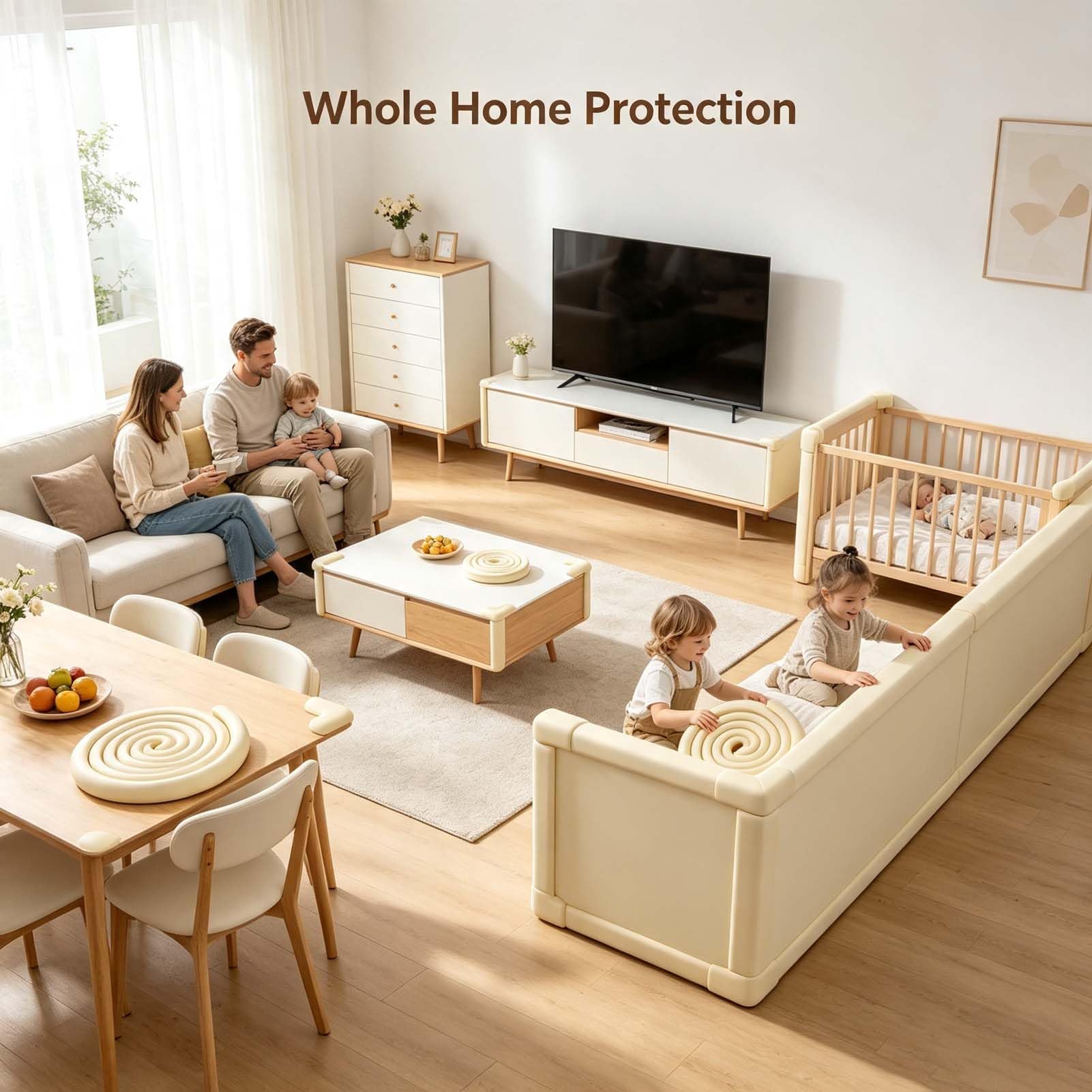Protector Antigolpes De Espuma, Tira para Bordes Y Esquinas, Parachoques para Muebles, Protector De Mesas, Cinta De Doble Cara, Flexible, Suave, Elástica, Recortable