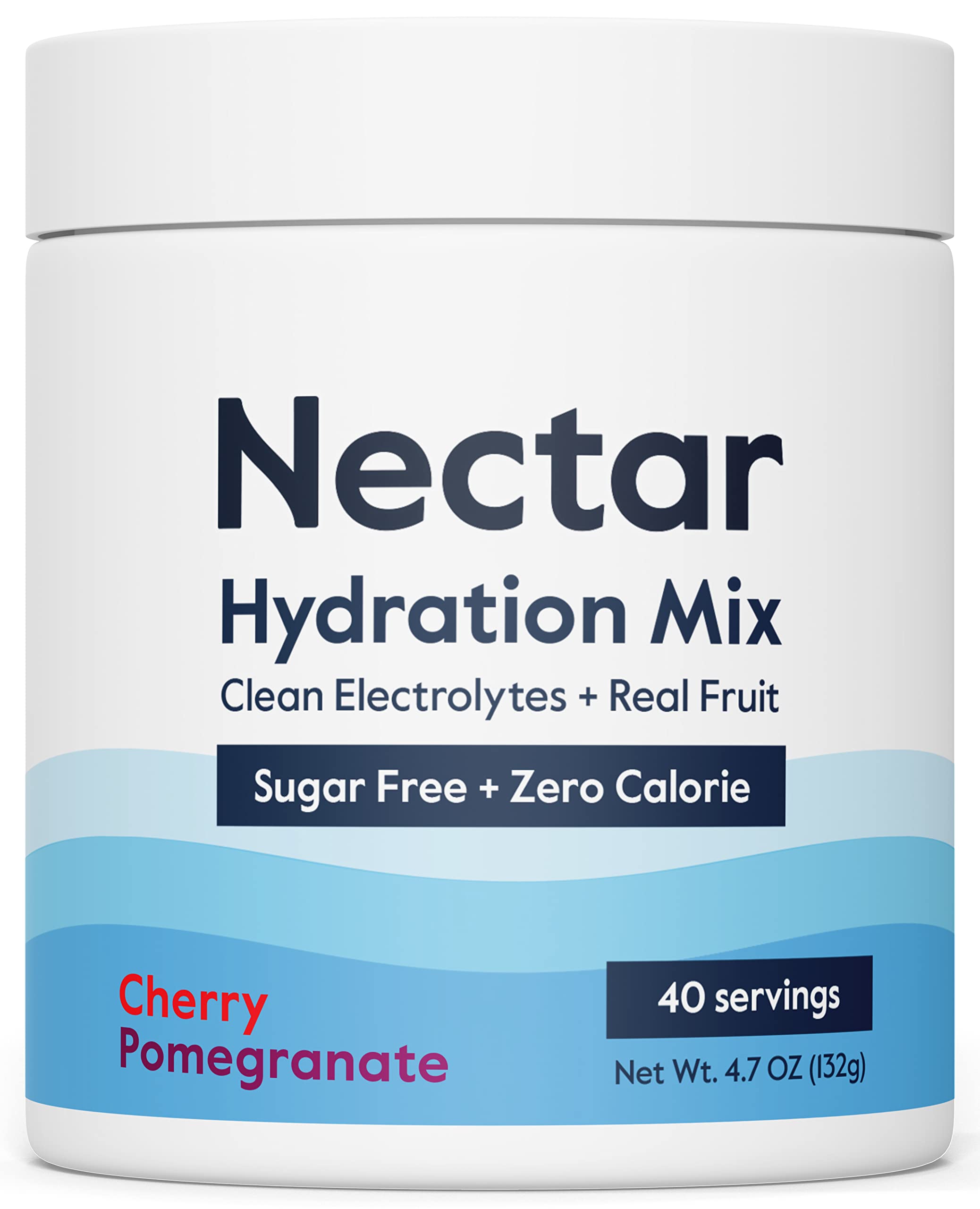 Nectar Sugar Free Electrolytes Powder - Organic Fruit No Sugar or Calories - Hydration Powder for Dehydration Relief and Rapid Rehydration - Keto and Paleo (Cherry Pom 40 Serving Tub)