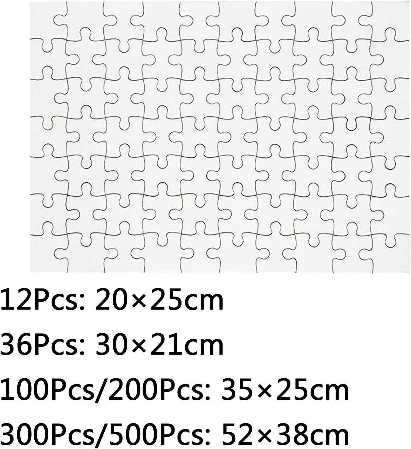 Wooden Blank Puzzle 12/36/100/200/300/500 Pcs Printing Puzzle Blank White Puzzles Jigsaw DIY Your Design Drawing/Writing Etc