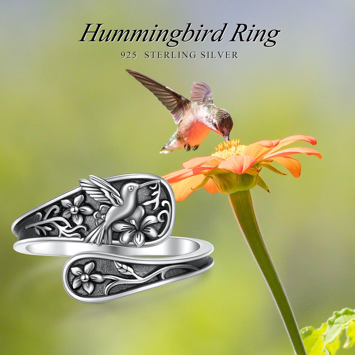 925 Sterling Silver Spoon Rings Butterfly/Dragonfly/Hummingbird/Cross Adjustable Sunflower Thumb Ring For Women Turquoise Boho Ring Vintage Rings Unique Jewelry Present for Christmas Mother's Day - Image 7