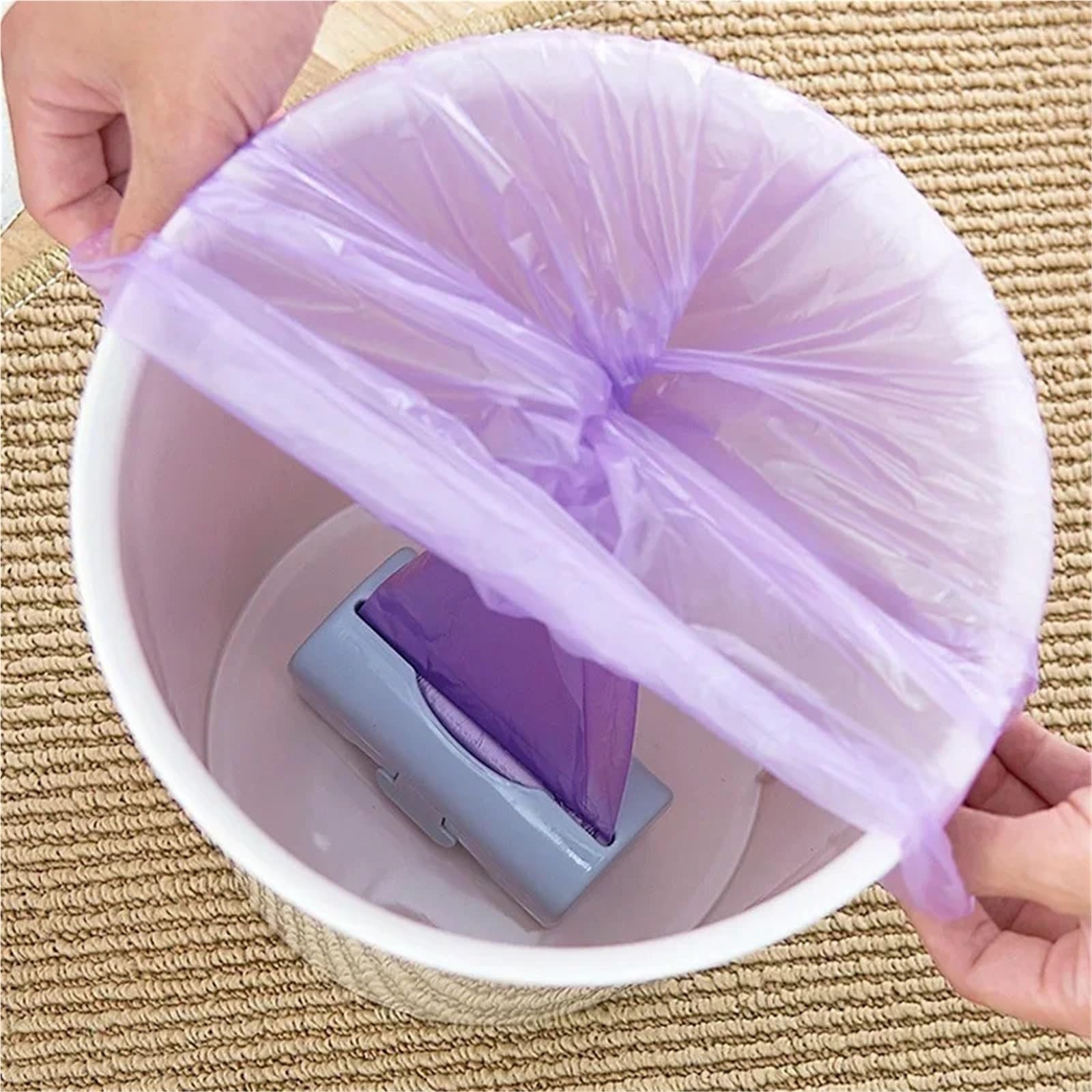 Caja de Almacenamiento Bolsas Basura, dispensador for Cocina, baño, Soporte for comestibles montado en la Pared, contenedor plástico for, 5 uds(Pink)