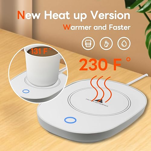 ZIHHO Calentador de taza de café, calentador de café blanco, calentador de bebidas para té, leche, agua, bebidas en el escritorio, placa eléctrica