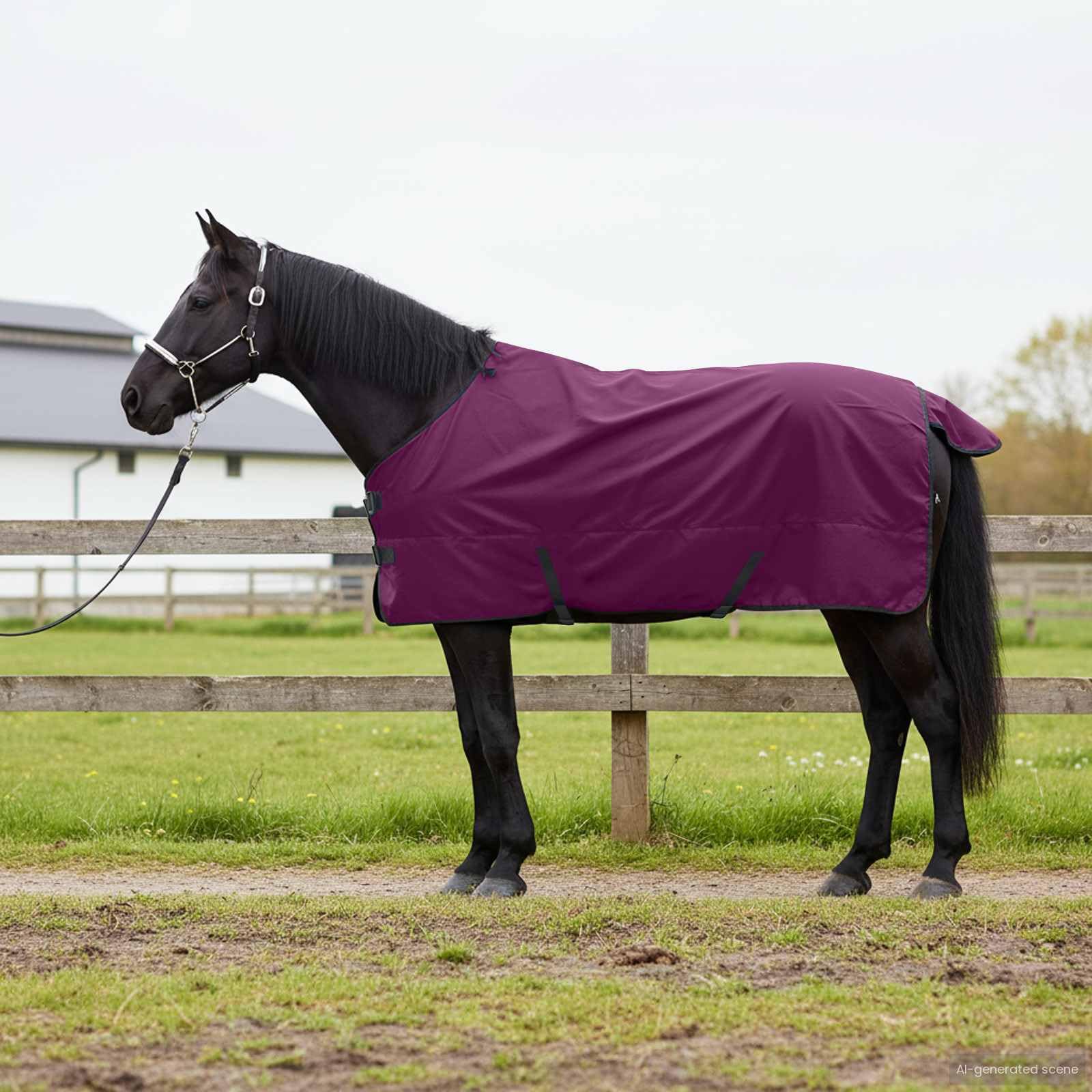Manta para caballo verde oscuro y negro, 95 cm, de poliéster impermeable con hebillas ajustables, transpirable, resistente al viento, ideal para establo, pasto, paddock y protección al aire