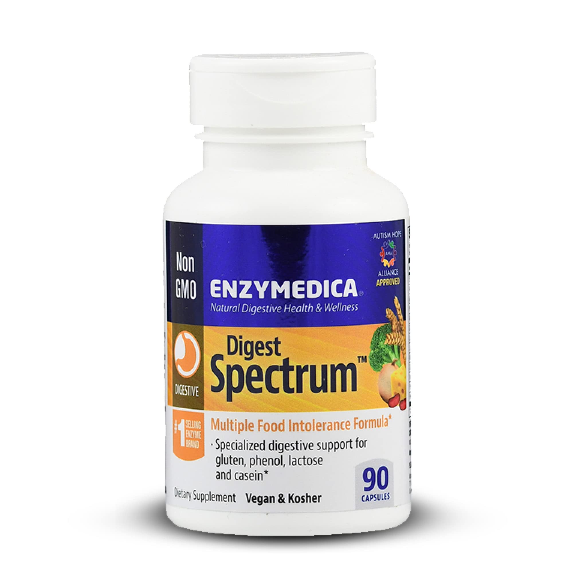 Enzymedica Digest Spectrum - Verdauungsenzyme zur Unterstützung der Aufspaltung von Proteinen, Kohlenhydraten und Fetten - glutenfrei, vegan, ohne Gentechnik, ohne Füllstoffe, 90 Kapseln