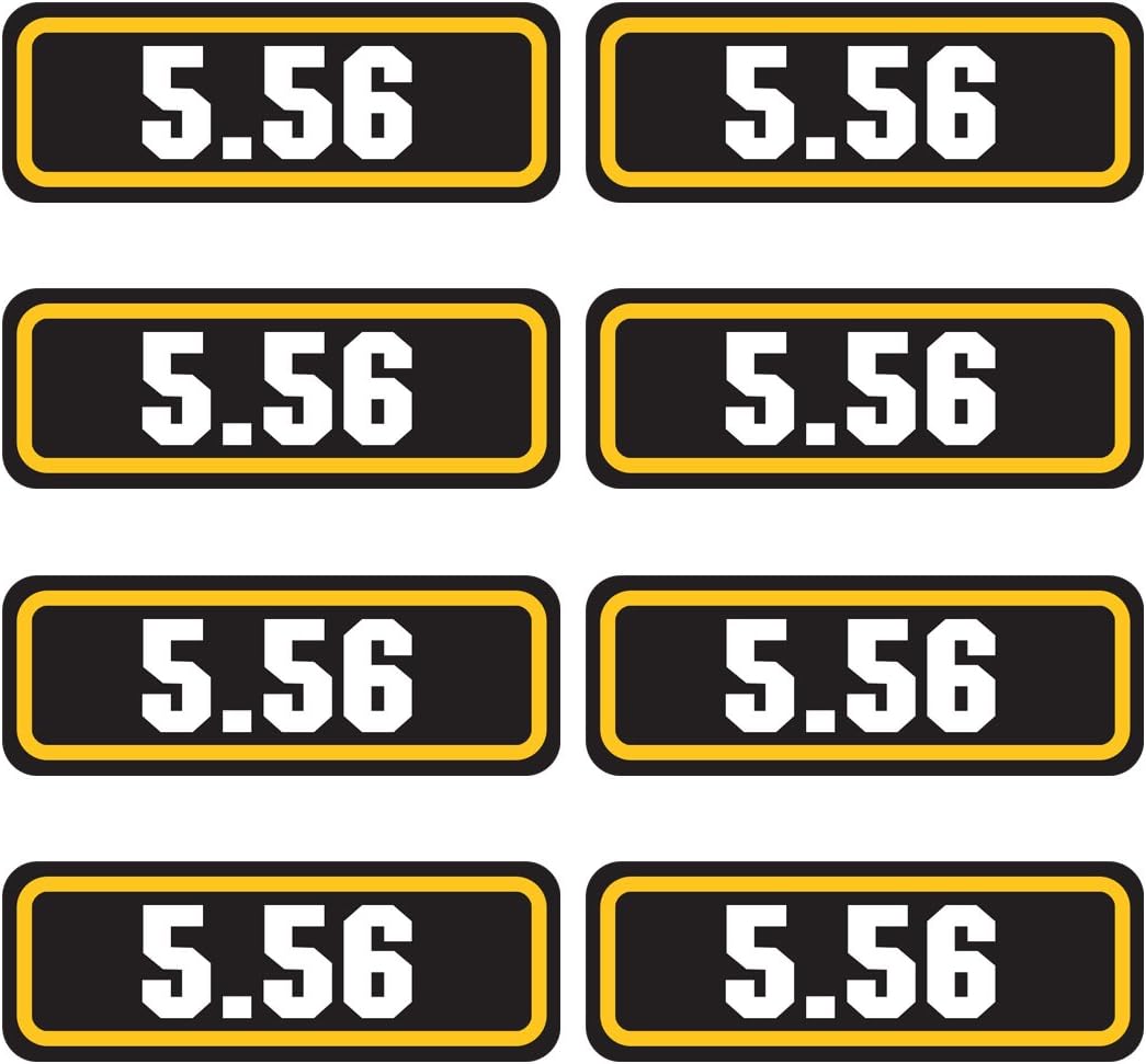 5.56 Ammo Sticker (3"x1.06",8 Pack) Vinyl Sticker for Ammo Cans, Ammo Box, Gun Stickers, Bullet Box, Ammo Storage Crate & Pouch Labels for Organizing