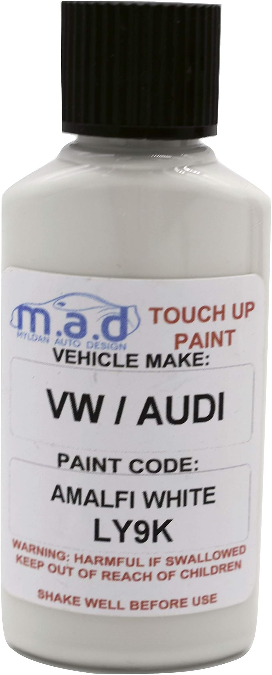 MYLDAN AUTO DESIGN Touch Up Paint Compatible with AUDI LY9K AMALFI WHITE KIT 30ML A3 A4 A5 A6 TT A8-30ml Kit, Gloss Finish with Built-in Brush - Made with Helios Paint (JUST PAINT)