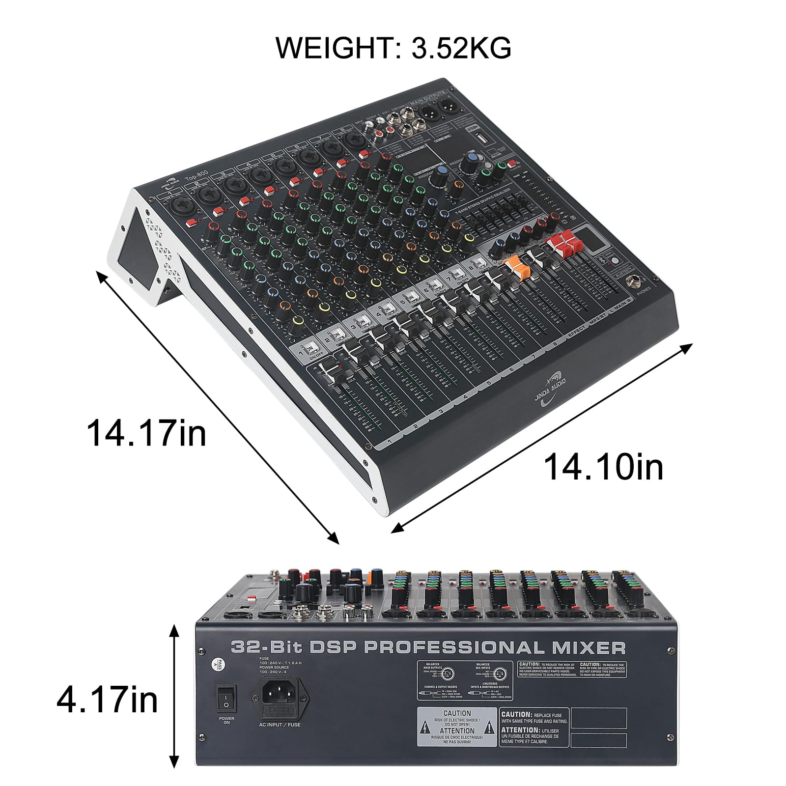 Amazon.com: Jindaaudio Audio Mixer 8 Channel, DJ Mixer Board with